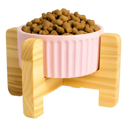 Comedouro Pet Ergonômico Elevado Porcelana 320ml Cor Rosa Comedouro Bebedouro Elevado