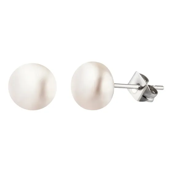 Broquel De Perla Cultivada Blanco 6mm Con Poste Plata De Ley