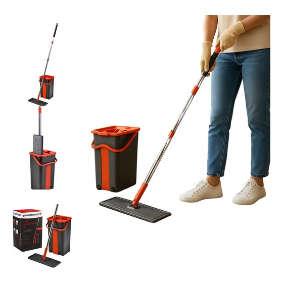 Rodo Flat Mop E Balde Lava E Seca Profissional Com Refil