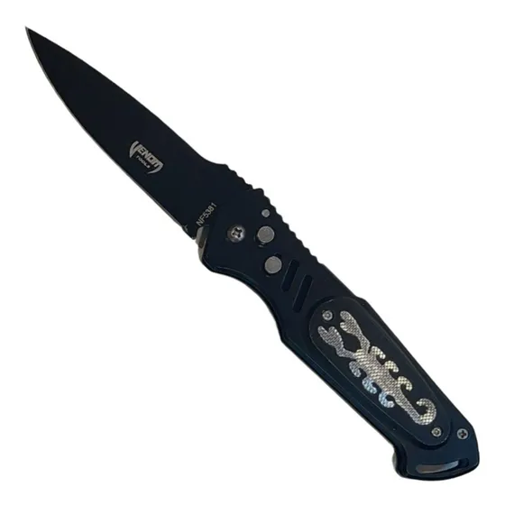 Navaja Venom 22cm Negra Metalica 2 Diseños