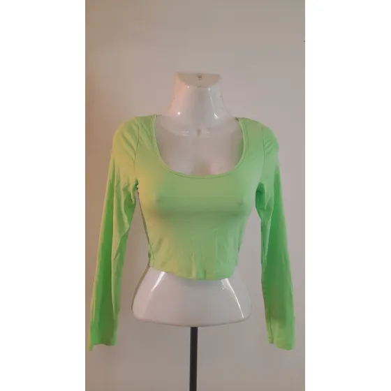 Blusa Top Manga Larga Verde Manzana