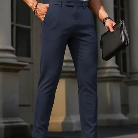 Calça Social Alfaiataria Masculina Malha Elastano Stretch