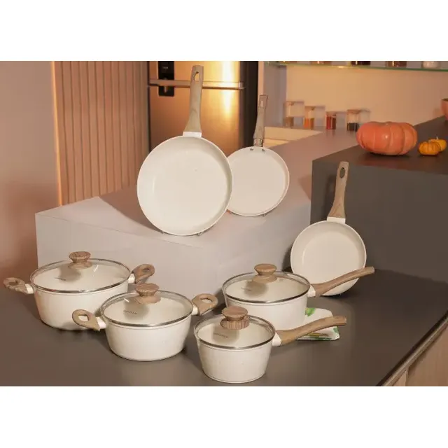 Conjunto De Panelas Com 10 Peças Cook Marmol Mimo Style Vanila