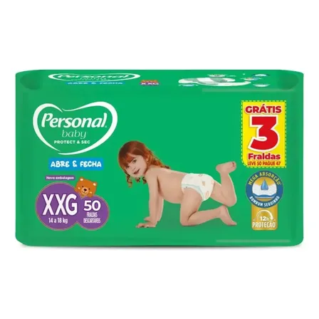 Fraldas Personal Baby Protect & Sec XXG 50und
