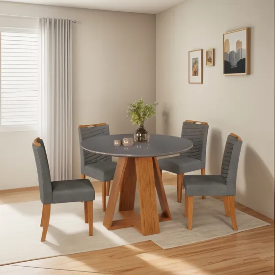 Juego De Comedor 4 Sillas Mesa Redonda Sillas Tapizadas