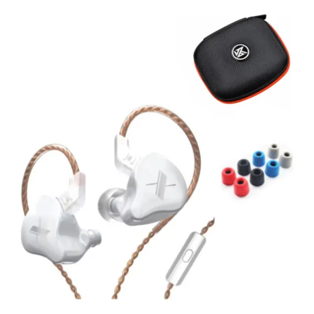 Audífonos Kz Edx Con Mic Blanco + Estuche Kz Eva + Colortips