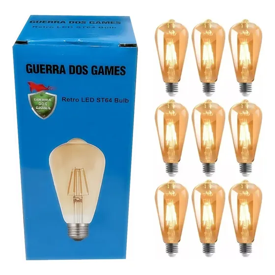 Kit 10 Lâmpada 127v Filamento Led Decorativa Retrô Vintage Âmbar Cor Da Luz Branco-quente Guerra Dos Games Top Decorção A Iluminação Forte