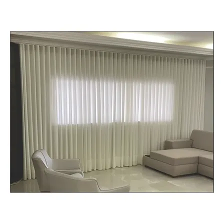 Cortina Gaze De Linho 6m X 2.70m Offwhite Wave Trilho Suisso Off White 2.70 Metros