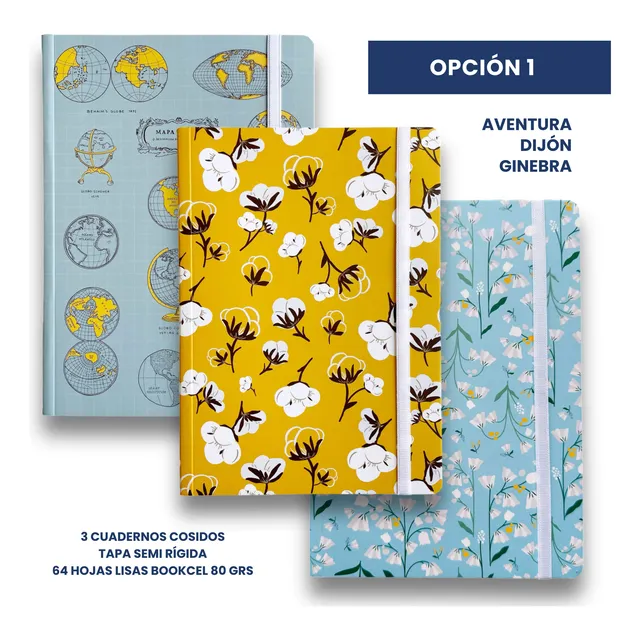 Cuaderno Hojas Lisas. Pack X 3 Diseños Únicos- Ideal Regalo