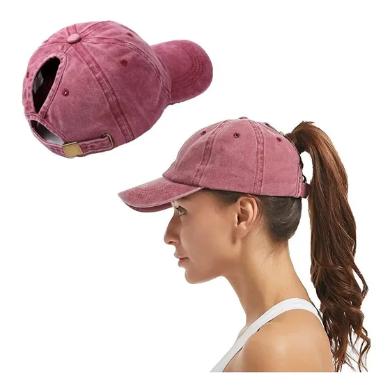Gorra Cola De Caballo Deportiva Algodón Pre-lavada Pony Tail
