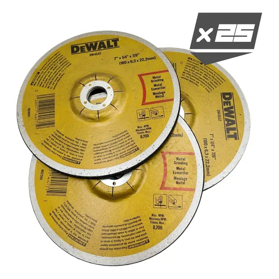 Disco De Esmerilar Desbaste Dewalt 7 PLG  - Caja X 25 Discos