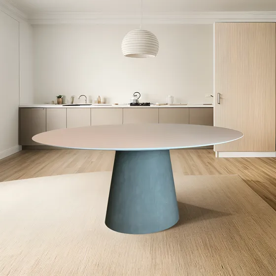 Mesa De Jantar Cone Oval 120x80cm Base Cimento Queimado