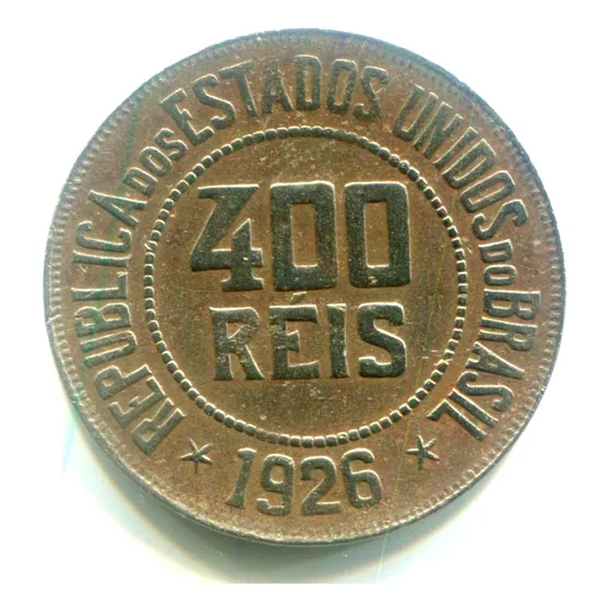 Moeda Brasil 400 Réis 1926  Cuproníquel  V115  Sob/fc  L.788