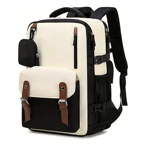 Mochila Lovevook, Puerto Usb, Mediana, Lisa, Negra Y Beige