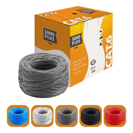 Cabo De Rede Cat6 200 Metros Cinza Furukawa Soho Plus