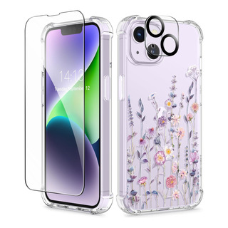 Gviewin For iPhone 14 Case Floral, With Screen Protector+... Gviewin For iPhone 14 Case Floral, With Screen Protector+...