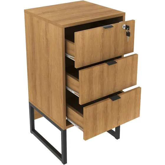 Cajonera Movil Para Escritorio Armario Auxiliar Oficina 4158 Color Negro / Almendra