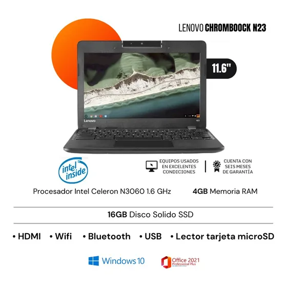 Laptop Lenovo Chromebook N23 Celeron 1.60ghz 4gb Ram 16gb Dd