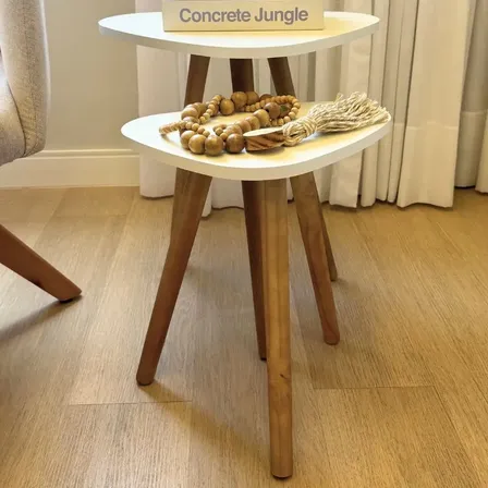 Conjunto De Mesas Decorativas Enfeites 2 Mesinhas Tampo Mdf Branco