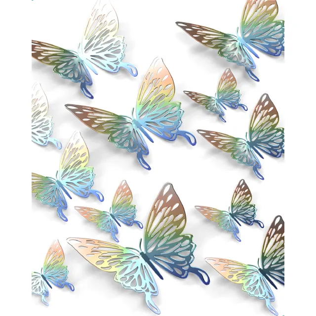 12 Mariposas Decorativas 3d Troquel Metalizadas Adhesivas