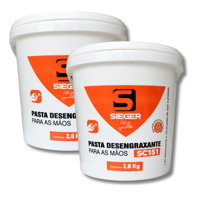 Kit 2 Pasta Lavar Maos Desengraxante Sieger Sc151 2,8 Kilos