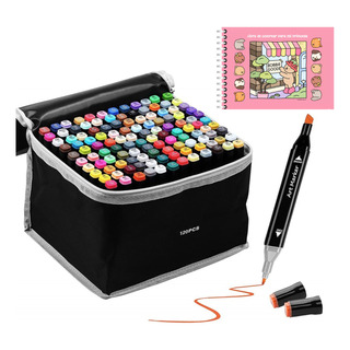 Conjunto 120 Canetas Dupla Ponta Bolsa Livro Colorir Conjunto 120 Canetas Dupla Ponta Bolsa Livro Colorir