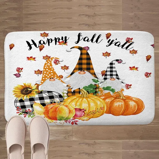 Tapete Baño Otoño Para Diseño Gnomo Calabaza Girasol Ducha X