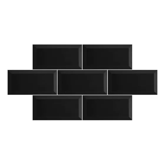 Ceramica Biselada 10x20 Tipo Espanol Negro Brillante