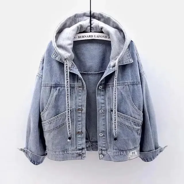 Chaqueta De Jeans De Mujer Con Hoodie, Primavera Y Otoño