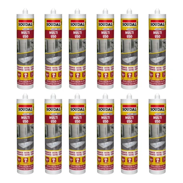 Caja De Silicona Multiusos Antihongos Soudal 280ml X12 Unids