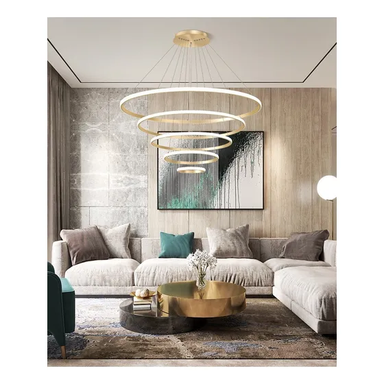 Lustre Luminária Arcos Aros Pendente Led Anéis Sobrepor Teto