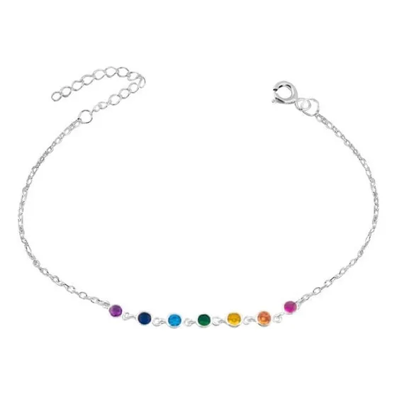Pulsera Plata 925 Zircones Cubic Multicolor Regalo Mujer
