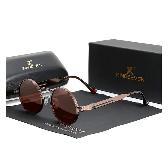 Kingseven Gafas De Sol Polarizadas Lentes Circular Metal