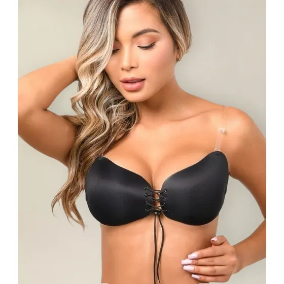 Brasier Invisible Adhesivo Silicona Mariposa Beige Negro