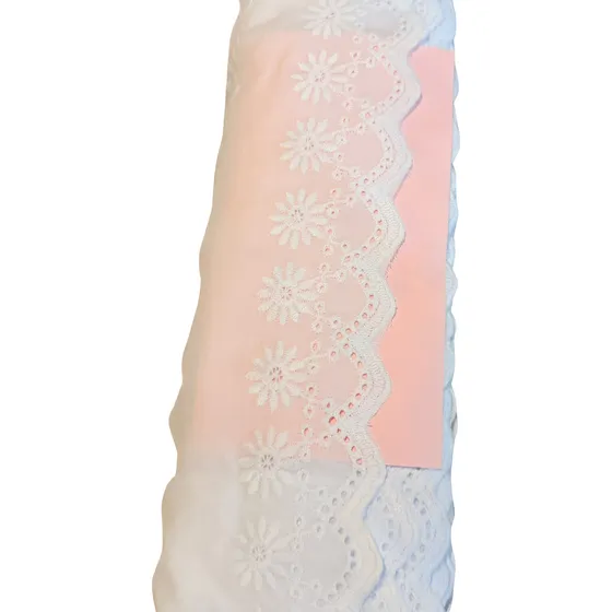 Bordado Inglês 100% Algodão Branco 7cm C/ 13.70m