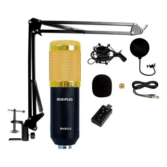 Kit Microfono Condenser Bm800 Brazo Articulado Antipop