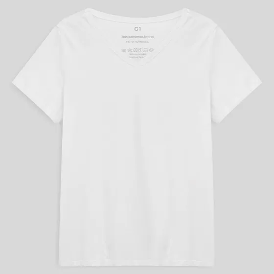 Tech T-shirt Impermeável Gola V Plus Feminina