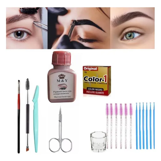 Kit Para Cejas Semipermanentes Pigmento Brocha Dappen 