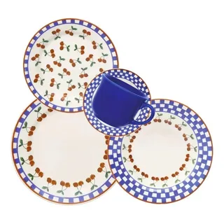 Aparelho De Jantar/cha 20pcs Jardim De Cerejas Biona Cor Azul Cereja Aparelho De Jantar/cha 20pcs Jardim De Cerejas Biona Cor Azul Cereja