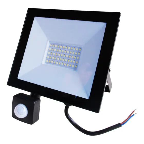 2 Pack Reflector Led 100w Con Sensor Movimiento Exterior Mg Carcasa Negra Luz Luz Fría 6500k