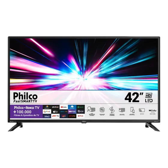 Smart Tv Led 42'' Ptv42g6fr2cpf Roku Dolby Audio Preta Philco