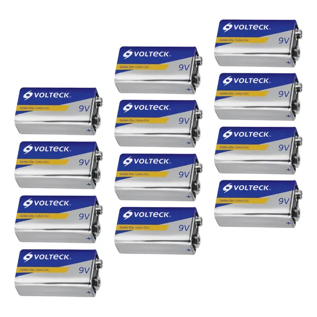 12 Pilas Baterias Zinc-carbón 9 V En Blíster, Volteck