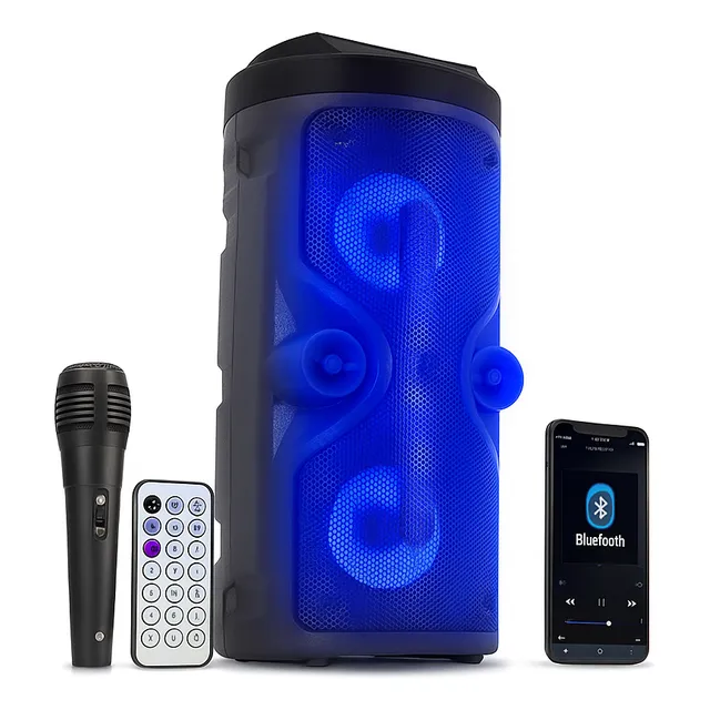 Parlante Grande Con Microfono Karaoke Incluye Control Remoto