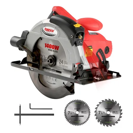 Sierra Circular Eléctrica Con Láser 1400w 2 Hojas De Sierra 7-1/4 Genix Tools 185mm Para Madera Discos Sierra De Corte 60hz