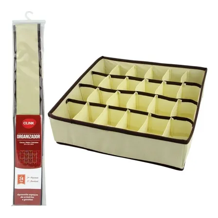 Organizador Calcinha Cueca Meia Gravata Gaveta 24 Divisorias Cor Bege Clink Colmeia