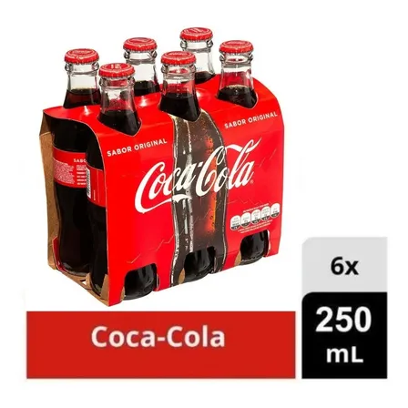 Pack Refrigerante Coca-Cola Garrafa 6 Unidades 250ml Cada