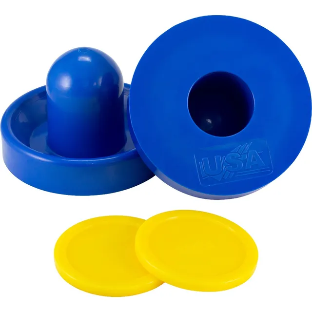 Manoplas Azules Mesa De Air Hockey Y Dos Discos Mini
