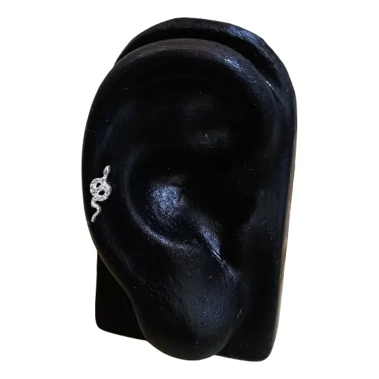 Piercing Cobra Serpente De Prata 925 Cravejada (full)