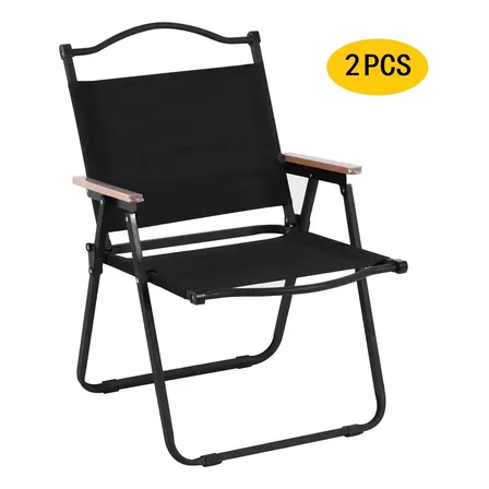 Pack 2 Sillas Plegables Camping Playa Picnic Pesca Portátil Color Negro