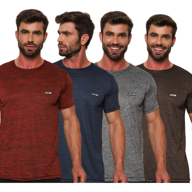 Kit 4 Camisetas Manga Curta Dry Fit Masculina Academia Slim